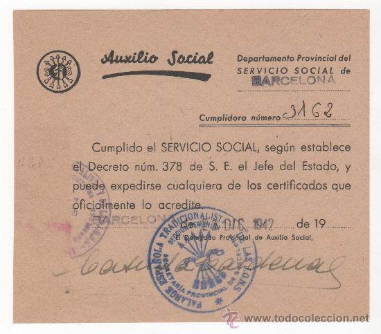 Militaria: Resguardo que acredita cumplido el Servicio Social y con el que puede pedir los certificados