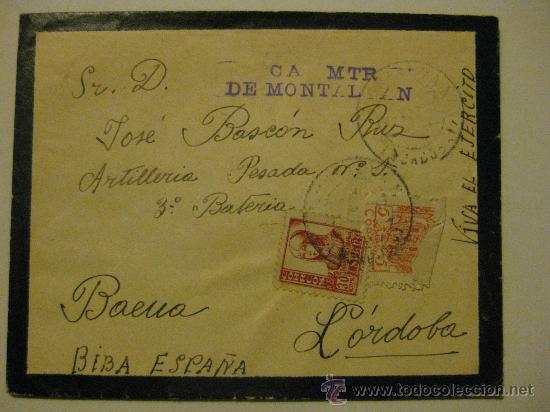 Militaria: SOBRE GUERRA CIVIL DESTINO BAENA  ARTILLERIA PESADA 1 -3&ordf; BATERIA - SELLO ISABELLA CATOLICA