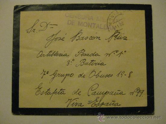 Militaria: SOBRE GUERRA CIVIL DESTINO ARTILLERIA PESADA 1- ESTAFETA 99 - CENSURA -ANVERSO PROBENEFICIENCIA