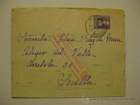 Militaria: SOBRE GUERRA CIVIL - ESTAMPILLADO: GOBIERNO MILITAR DE CORDOBA - CENSURA DE CORREOS