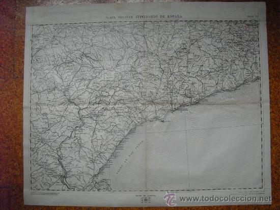 Military Antiques: GUERRA CIVIL 1937 HOJA 38 DEL MAPA MILITAR ITINERARIO COSTAS CATALANAS