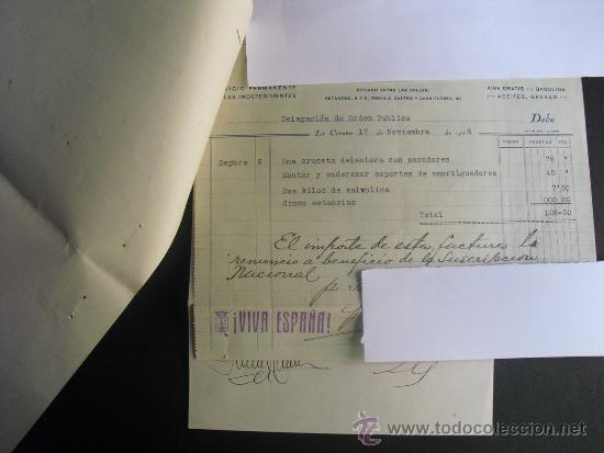 Military Antiques: NOVIEMBRE 1936 RENUNCIA IMPORTE FACTURA A FAVOR DE LA SUSCRIPCION NACIONAL