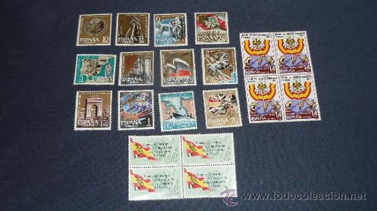 Militaria: Lote patriotico. XXV aniversario Alzamiento nacional, y 2 series mas. Nuevos. Sellos.