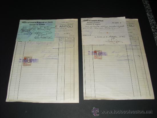 Militaria: 1936 DOS FACTURAS Y CUATRO VALES DE REQUISA