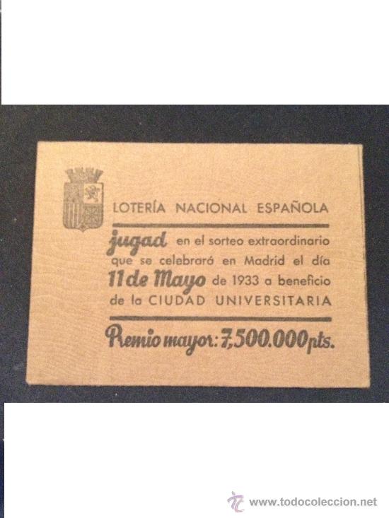 Militaria: 0.3 Loter&iacute;a ciudad universitaria. Sobre vacio. guerra civil. republica. espa&ntilde;a. Militar.