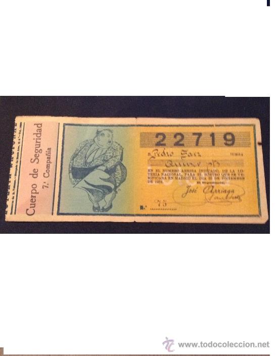Military Antiques: 0.4 Cuerpo de seguridad, septima compa&ntilde;ia, participaci&oacute;n loter&iacute;a, republica, guerra civil. Toros.
