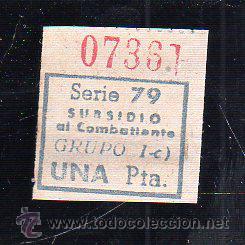Militaria: SUBSIDIO AL COMBATIENTE. 1 PTA. AZUL. - Foto 1