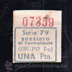 Militaria: SUBSIDIO AL COMBATIENTE. 1 PTA. AZUL. - Foto 1