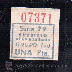 Militaria: SUBSIDIO AL COMBATIENTE. 1 PTA. AZUL.