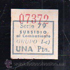 Militaria: SUBSIDIO AL COMBATIENTE. 1 PTA. AZUL.