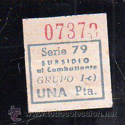 Militaria: SUBSIDIO AL COMBATIENTE. 1 PTA. AZUL.