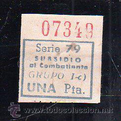 Militaria: SUBSIDIO AL COMBATIENTE. 1 PTA. AZUL.