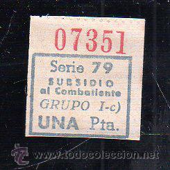 Militaria: SUBSIDIO AL COMBATIENTE. 1 PTA. AZUL. - Foto 1