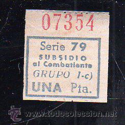 Militaria: SUBSIDIO AL COMBATIENTE. 1 PTA. AZUL. - Foto 1