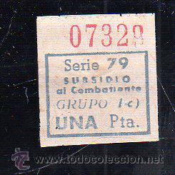Militaria: SUBSIDIO AL COMBATIENTE. 1 PTA. AZUL. - Foto 1