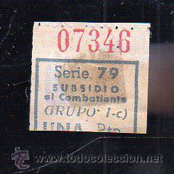 Militaria: SUBSIDIO AL COMBATIENTE. 1 PTA. AZUL. - Foto 1