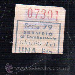 Militaria: SUBSIDIO AL COMBATIENTE. 1 PTA. AZUL. - Foto 1