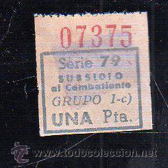 Militaria: SUBSIDIO AL COMBATIENTE. 1 PTA. AZUL. - Foto 1