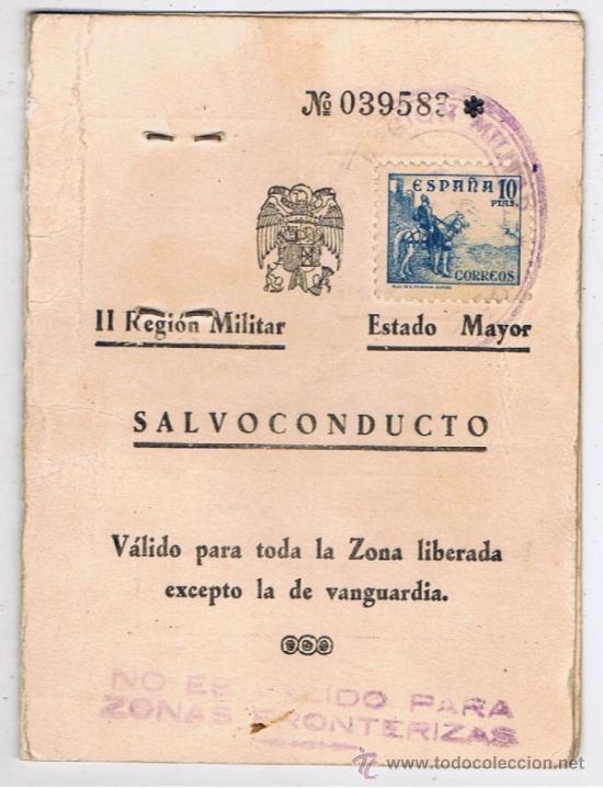 Militaria: sevilla salvoconducto 1939 estado mayor II region militar  edifil 830 y marcas estado mayor