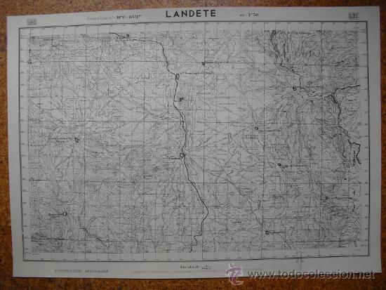Militaria: GUERRA CIVIL MAPA DE LANDETE HOJA 637 EJERCITO NACIONAL ESCALA 1: 50000