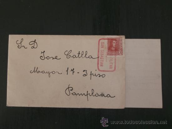 Militaria: circulado y escrito 1937  guerra civil con censura militar  de san sebastian a pamplona