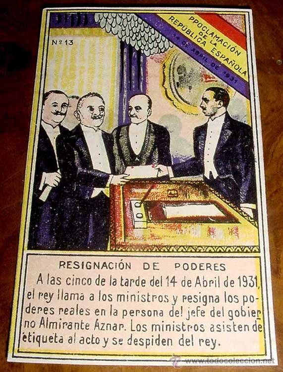 Military Antiques: ANTIGUO CROMO N. 13 DE LA COLECCION EPISODIOS DE LA PROCLAMACION DE LA REPUBLICA ESPA&Ntilde;OLA - 14 DE AB