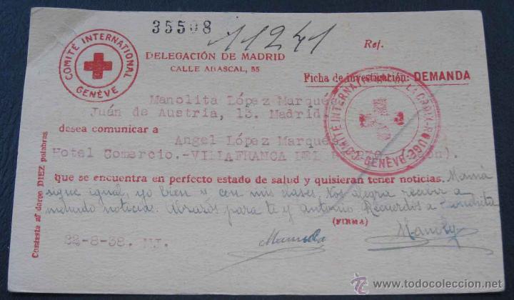 Military Antiques: ANTIGUA TARJETA DE LA CRUZ ROJA DURANTE LA GUERRA CIVIL, CON LA QUE SE COMUNICABAN FAMILIAS QUE SE E