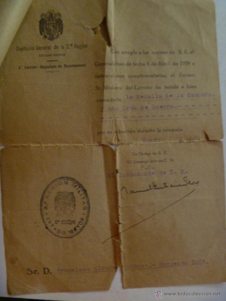 Militaria: GUERRA CIVIL : CERTIFICADO DE CONDECORACIONES DE CAIDO : DE LA CAMPA&Ntilde;A Y CRUZ DE GUERRA