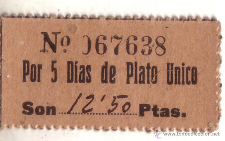 Militaria: VALE POR 5 DIAS DEL PLATO UNICO 1940