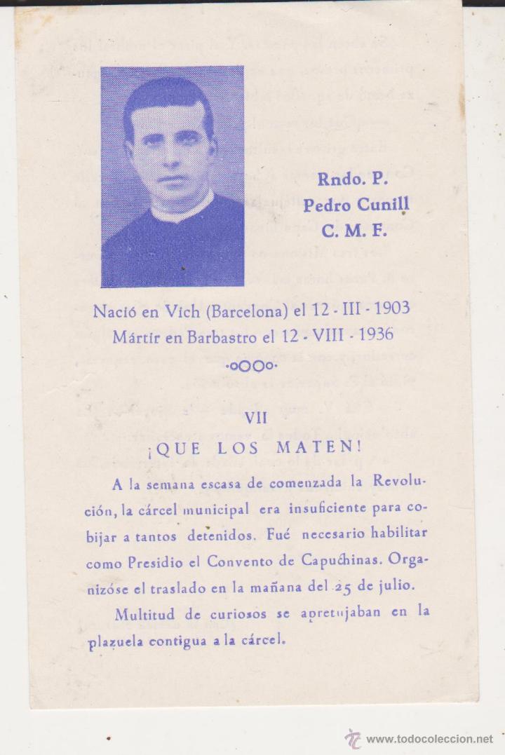 Militaria: Rndo F Pedro Cunill C.M.F martir en Barbasto 12 -VIII-1936