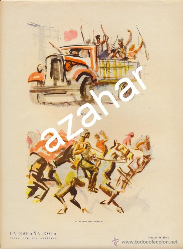 Militaria: LITOGRAFIA DE SIM, LA ESPA&Ntilde;A ROJA - Foto 1
