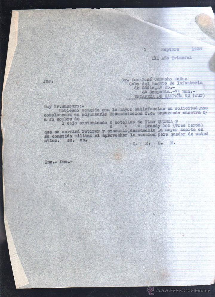 Militaria: SEPTIEMBRE 1938. CABO RGMTO INFANTERIA CADIZ 33. 4&ordm; COMPA&Ntilde;IA 7&ordm; BON. ESTAFETA 93. GUERRA CIVIL. LEER