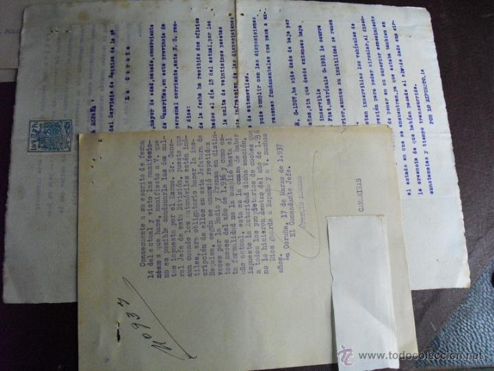 Militaria: 1937 GUERRA CIVIL DOS ESCRITOS SOBRE CONFIRMACION DE MULTA Y ESCRITO DE DESCARGO