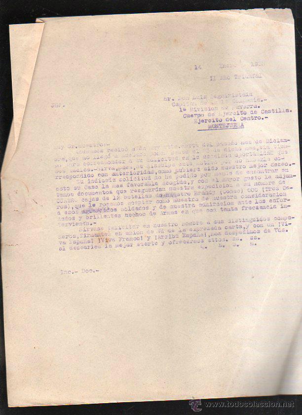 Militaria: GUERRA CIVIL. CAPITAN 1&ordm; COMPA&Ntilde;IA. 1&ordm; DIVISION DE NAVARRA. MONTEJURRA. ENERO 1938. LEER