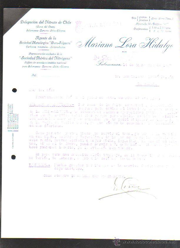 Militaria: CARTA COMERCIAL. MARIANO LORA HIDALGO. SALAMANCA. 1937. GUERRA CIVIL. SELLO VIVA ESPA&Ntilde;A