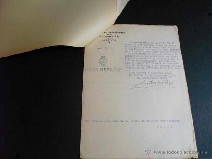 Militaria: 1937 GUERRA CIVIL EXPEDIENTE POR SUSTRACCI&Oacute;N DE DOS CAPOTES POR CONDUCTORES DE CONVOY 11 DOCUMENTOS