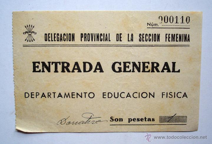 Militaria: Delegaci&oacute;n Provincial de la Secci&oacute;n Femenina. Falange. Entrada Dpto. de Educaci&oacute;n F&iacute;sica.