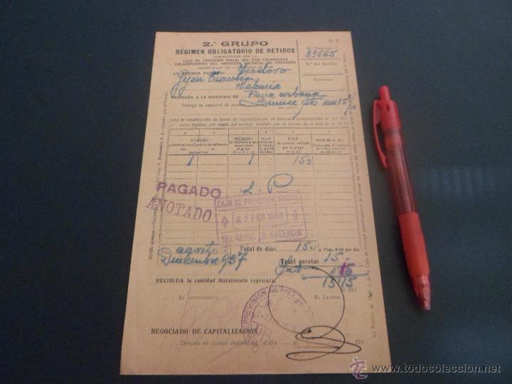 Militaria: RECIBO DE PAGO DE LA CUOTA DEL RETIRO OBRERO OBLIGATORIO EN LA CAJA DE PREVISION SOCIAL 1937