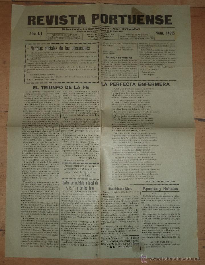 Militaria: REVISTA PORTUENSE DURANTE LA GUERRA CIVIL ESPA&Ntilde;OLA.PTO DE STA MARIA 20 DE ENERO DE 1938 N&ordm;14915 LEER