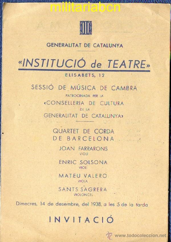 Militaria: Programa. Instituci&oacute; del Teatre. 1938. Guerra Civil.