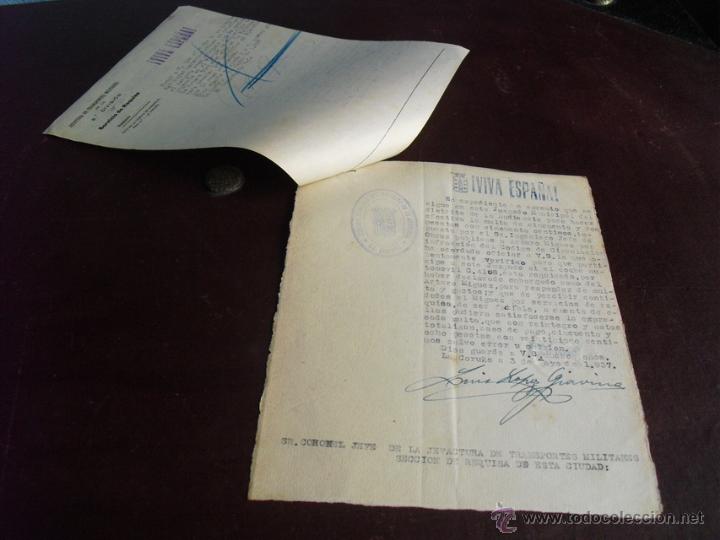 Militaria: 1937 DOS DOCUMENTOS JUZGADO SOBRE APREMIO DE COCHE REQUISADO