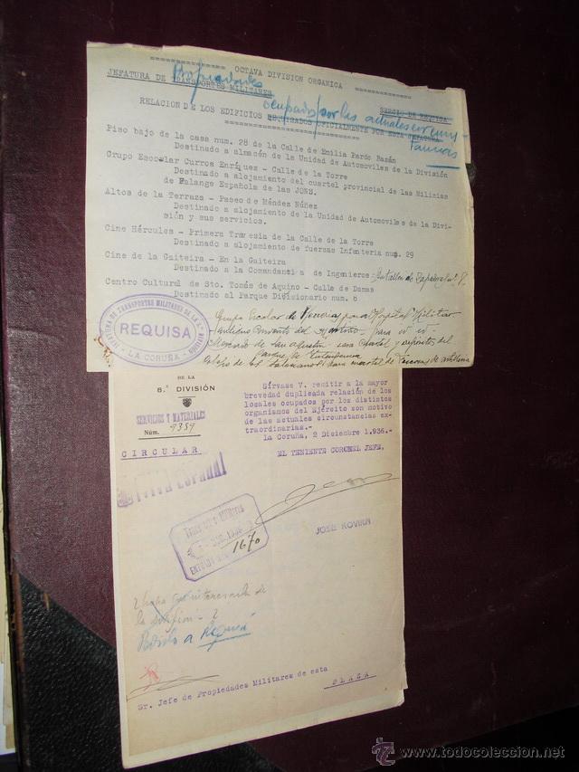 Military Antiques: 1936 RELACION DE LOCALES OCUPADOS EN LA CORU&Ntilde;A CON EXPRESI&Oacute;N DE LOS ORGANISMOS QUE LOS OCUPAN