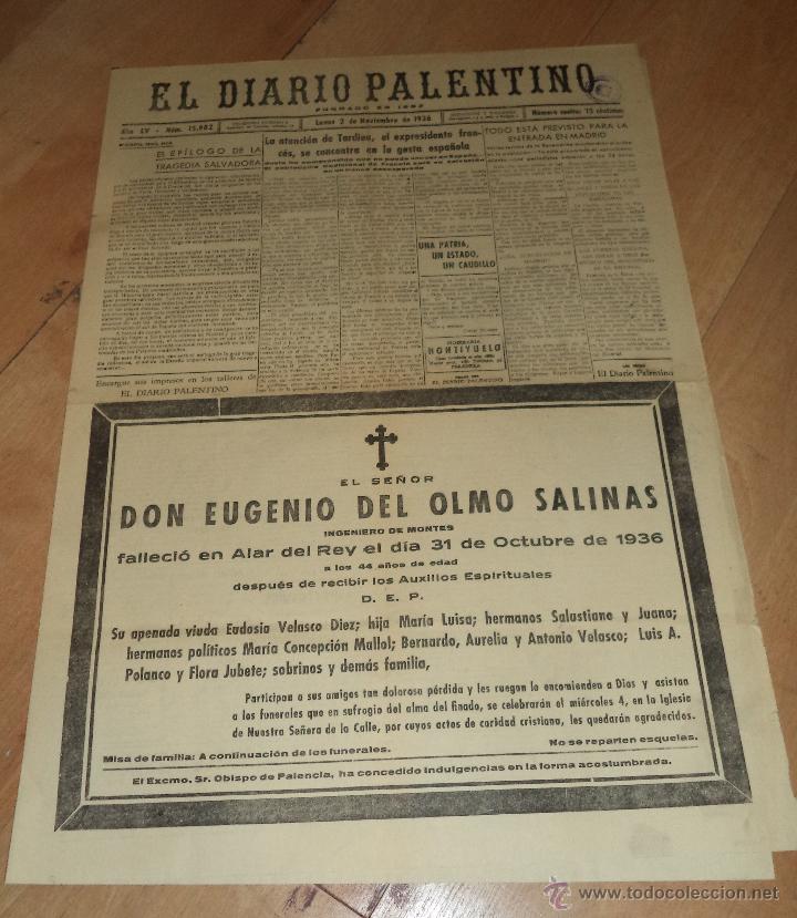 Militaria: EL DIARIO PALENTINO. A&Ntilde;O LV. N&ordm; 15902. 2 NOVIEMBRE 1936. LA ATENCION DE TARDIEU. LEER