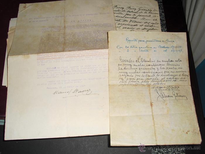 Military Antiques: 1937 COMUNICACION DE MULTA INFORME DE LA G. CIVIL Y PLIEGO DE DESCARGO