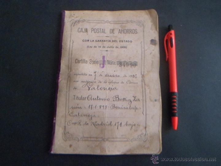 Militaria: CAJA POSTAL DE AHORROS ~ Cartilla de la Oficina de Correos de Valencia ~ Expedida 7/1/1937