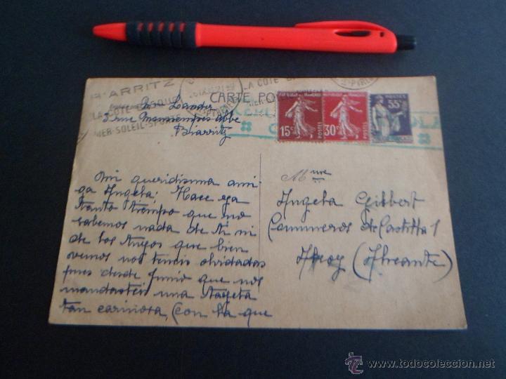 Militaria: POSTAL DE BIARRITZ A ALCOY ( VALENCIA ) CENSURADA POR LA REPUBLICA ESPA&Ntilde;OLA - SEPTIEMBRE 1938