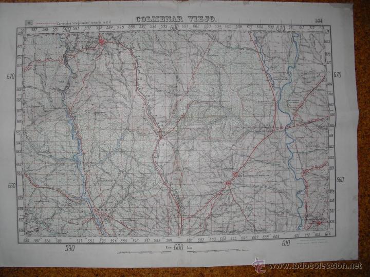 Military Antiques: FEBRERO 1937 GUERRA CIVIL MAPA DE COLMENAR VIEJO EJERCITO REPUBLICANO  EN COLOR ESCALA 1:50000