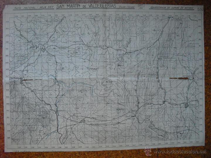 Militaria: GUERRA CIVIL MAPA DE SAN MARTIN DE VALDEIGLESIAS  EJERCITO NACIONAL E 1:50000