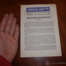Militaria: ANTIGUO LIBRITO MARTIRES DE MATARO 1936 -39. HISPANIA MARTYR, 1994