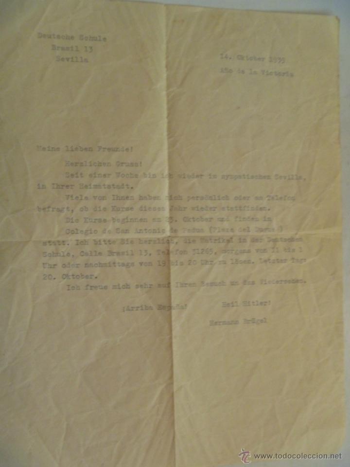 Militaria: LEGION CONDOR (?) , CARTA DE ALEMAN A COMPATRIOTA . ARRIBA ESPA&Ntilde;A , HEIL HITLER . 1939